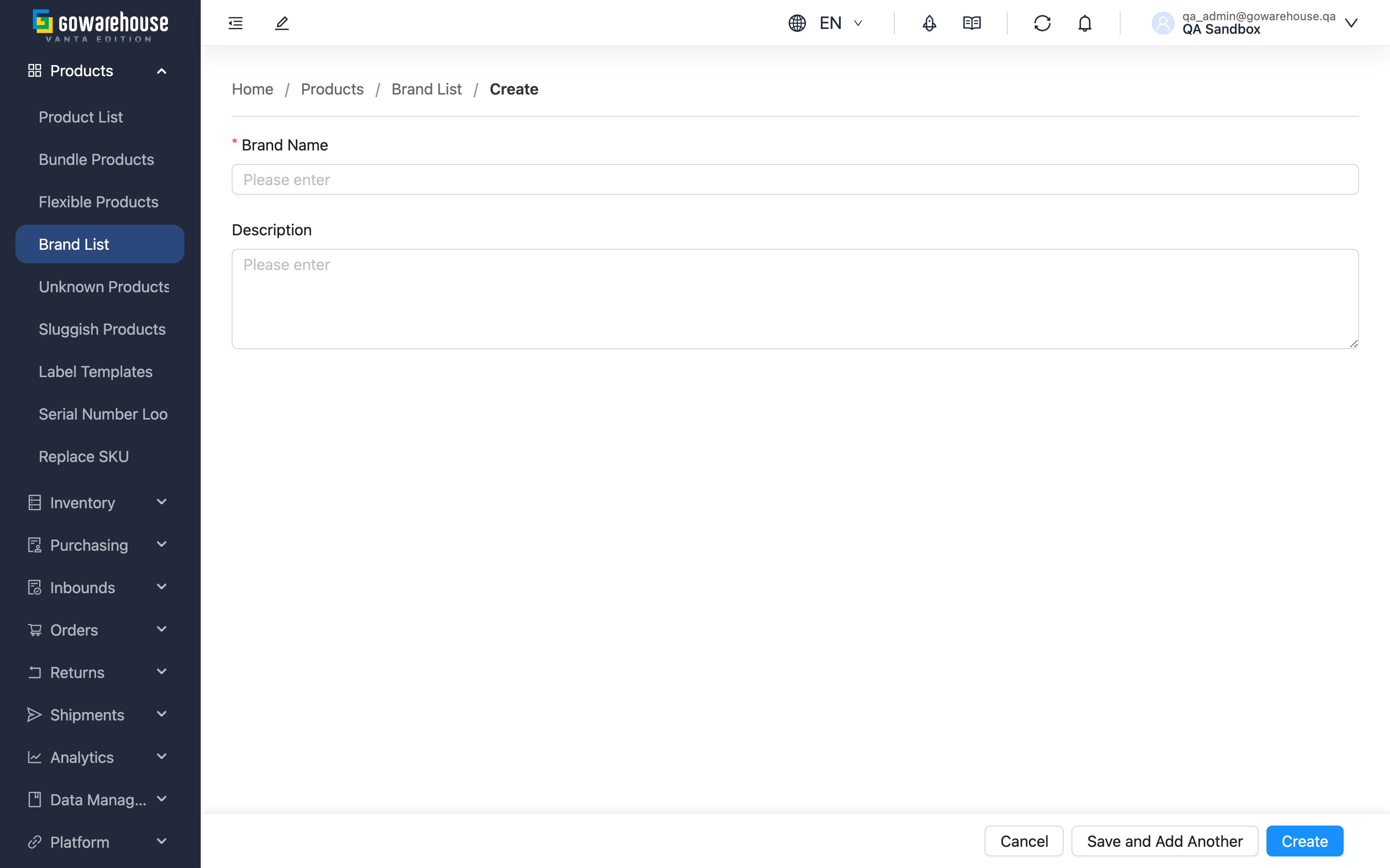 Add Brand - Page Overview
