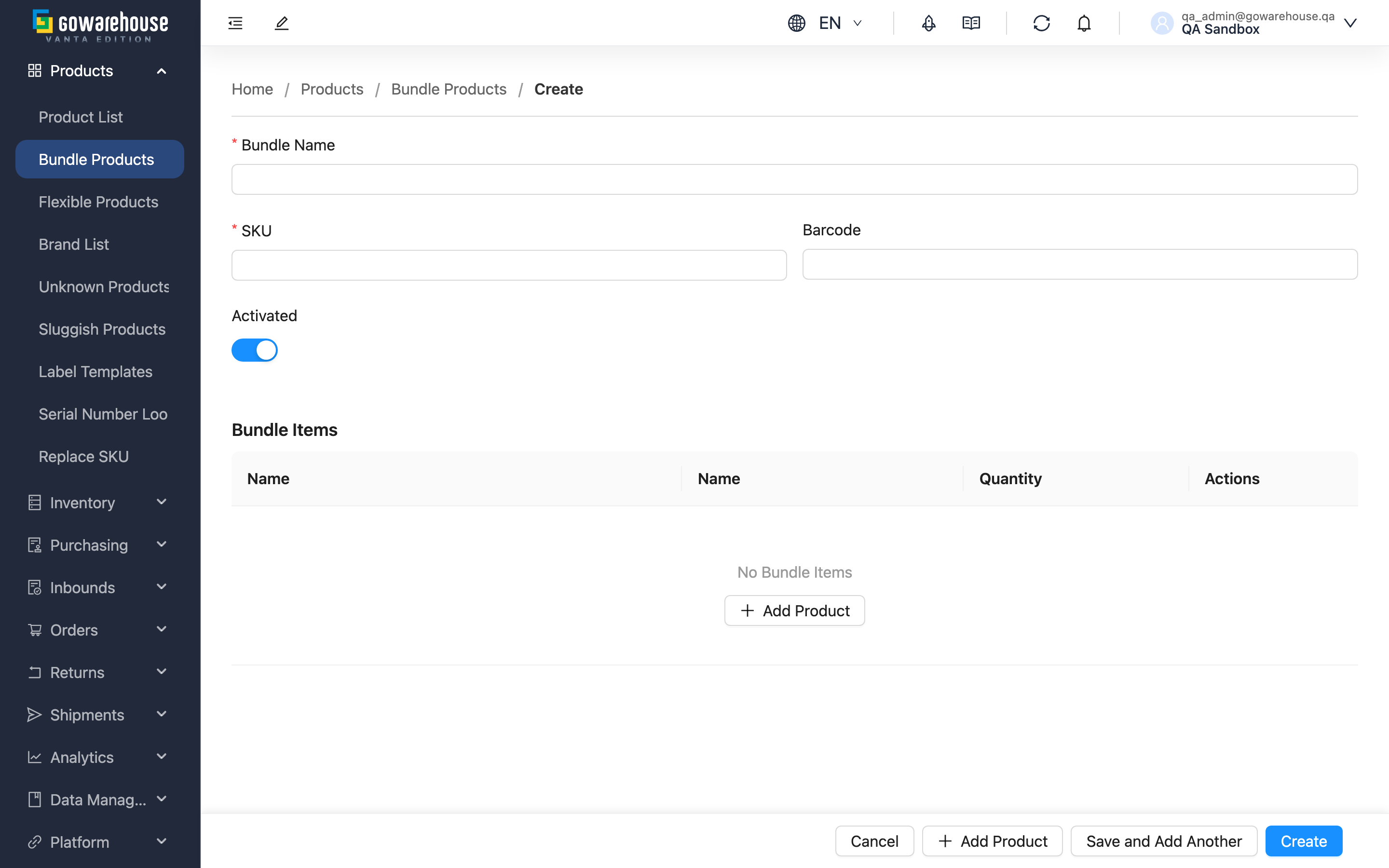 Add Bundle - Page overview