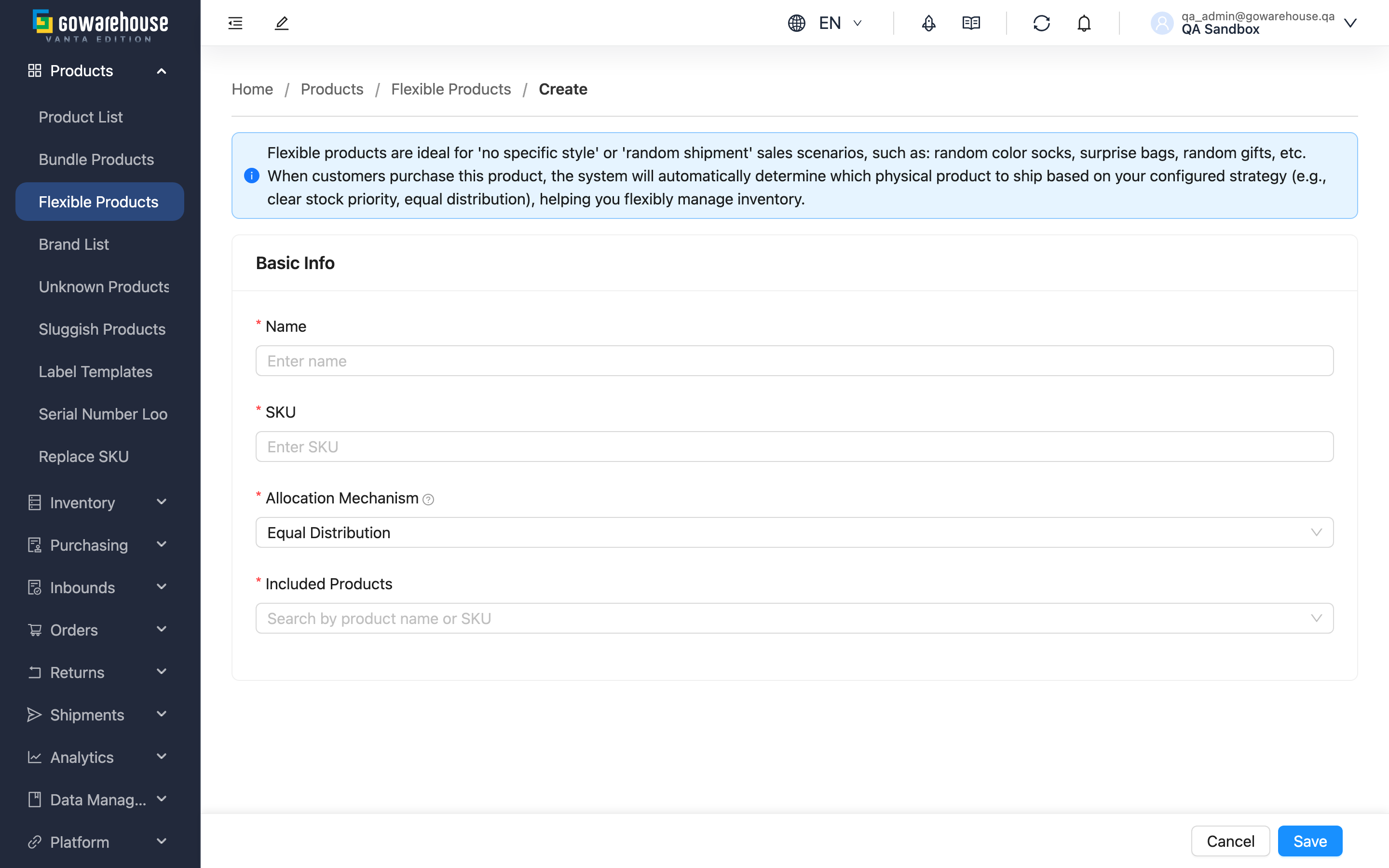 Create Flexible Product - Page overview