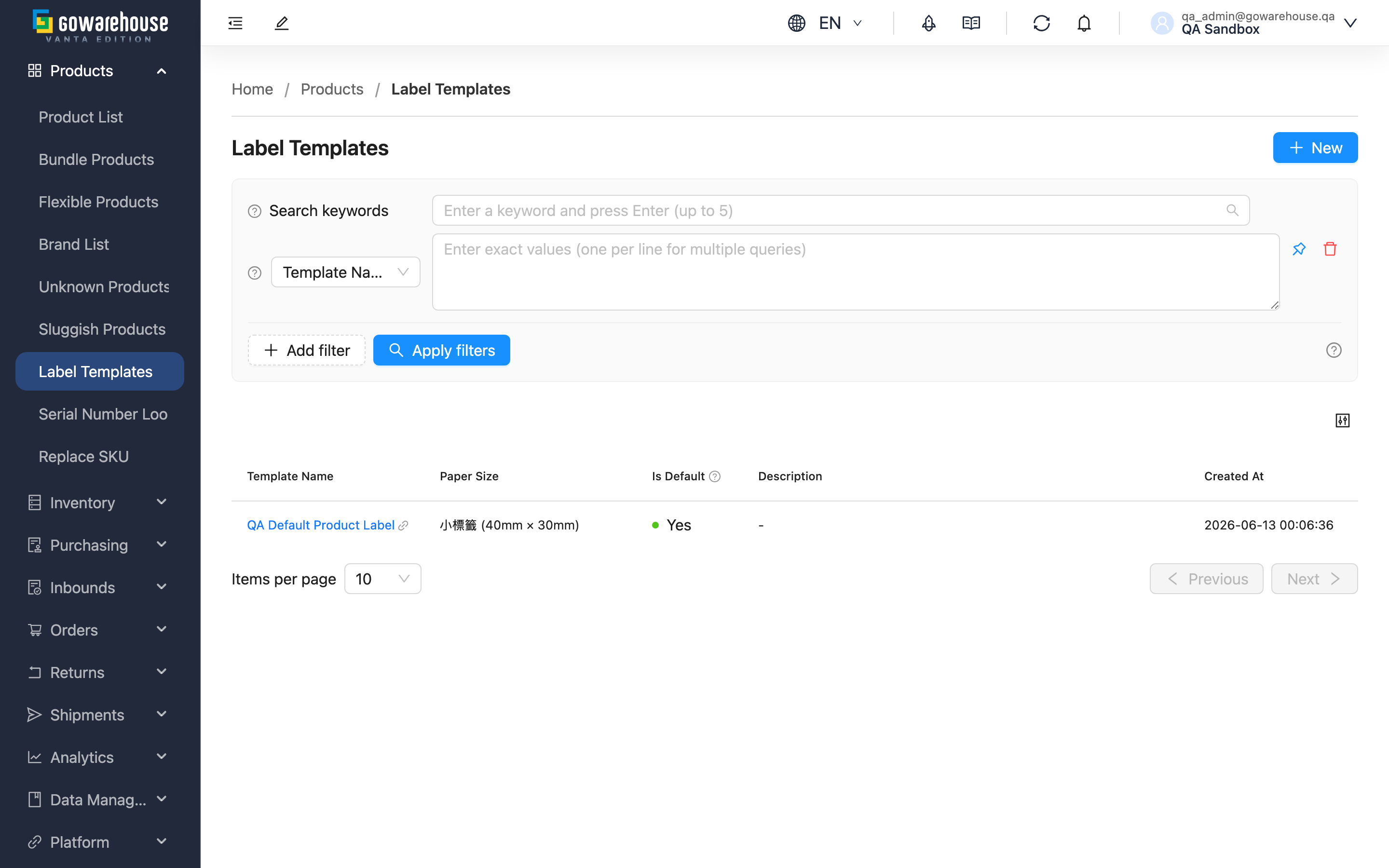 Label Templates - Page overview