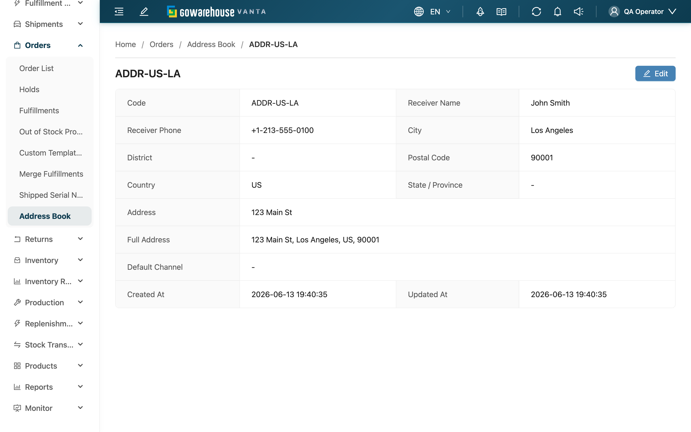 Address Details - Page overview