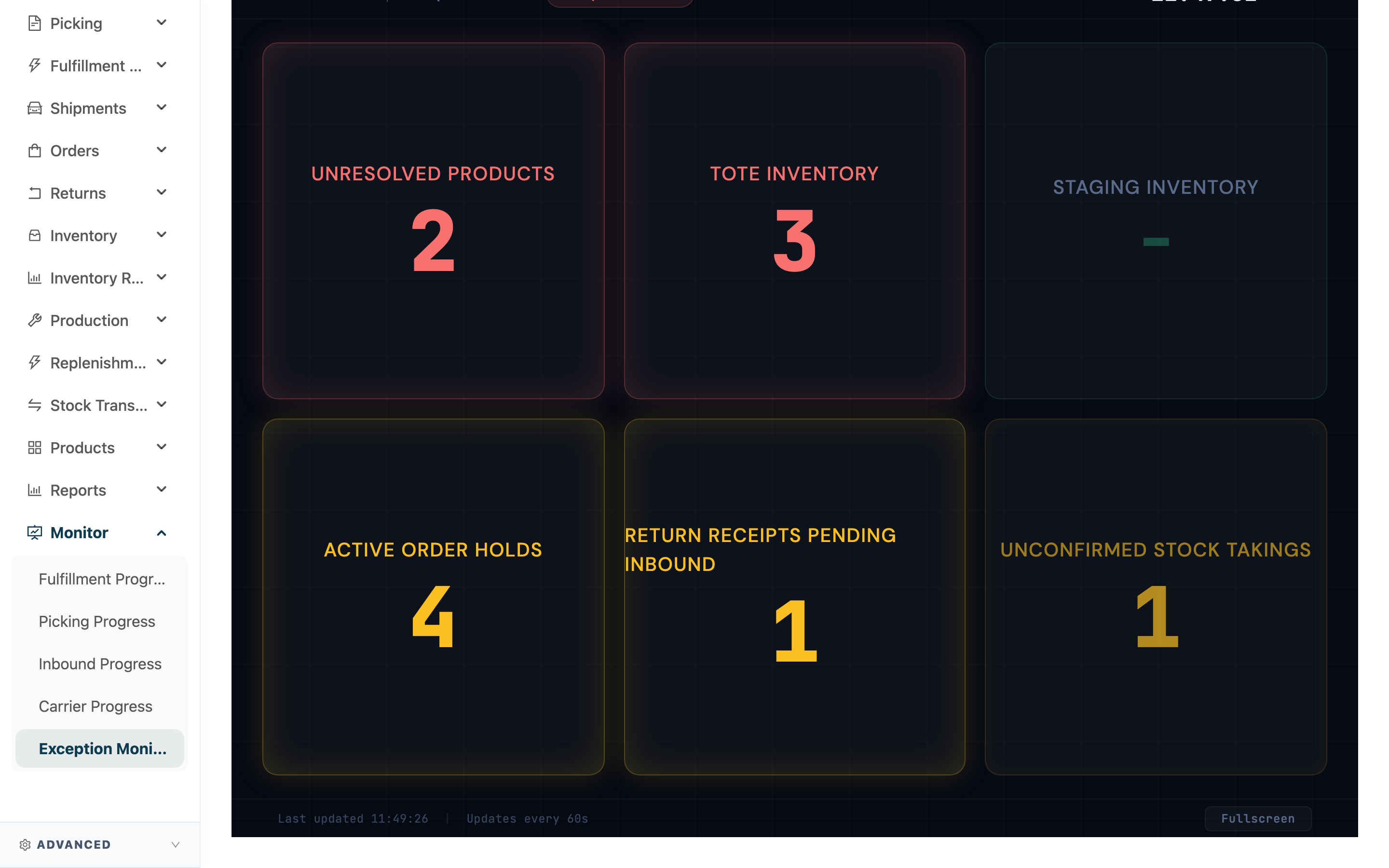 Exception Monitor - Page overview