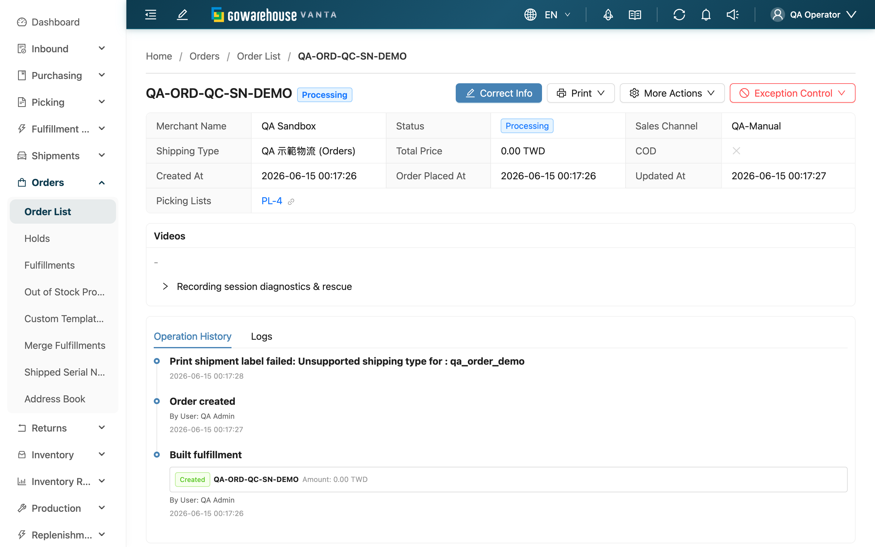 Order Details - Page Overview