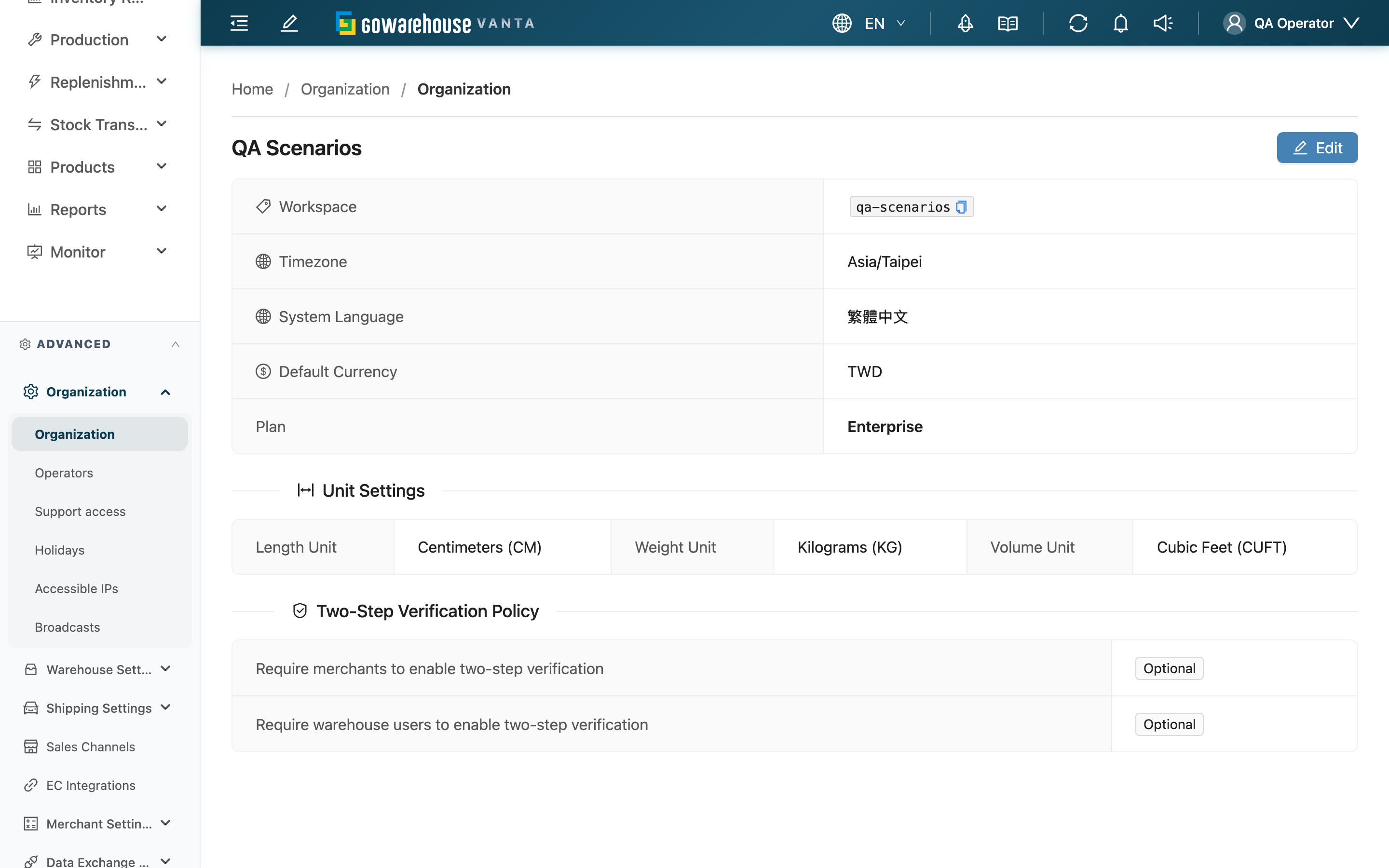 Organization Settings - Overview