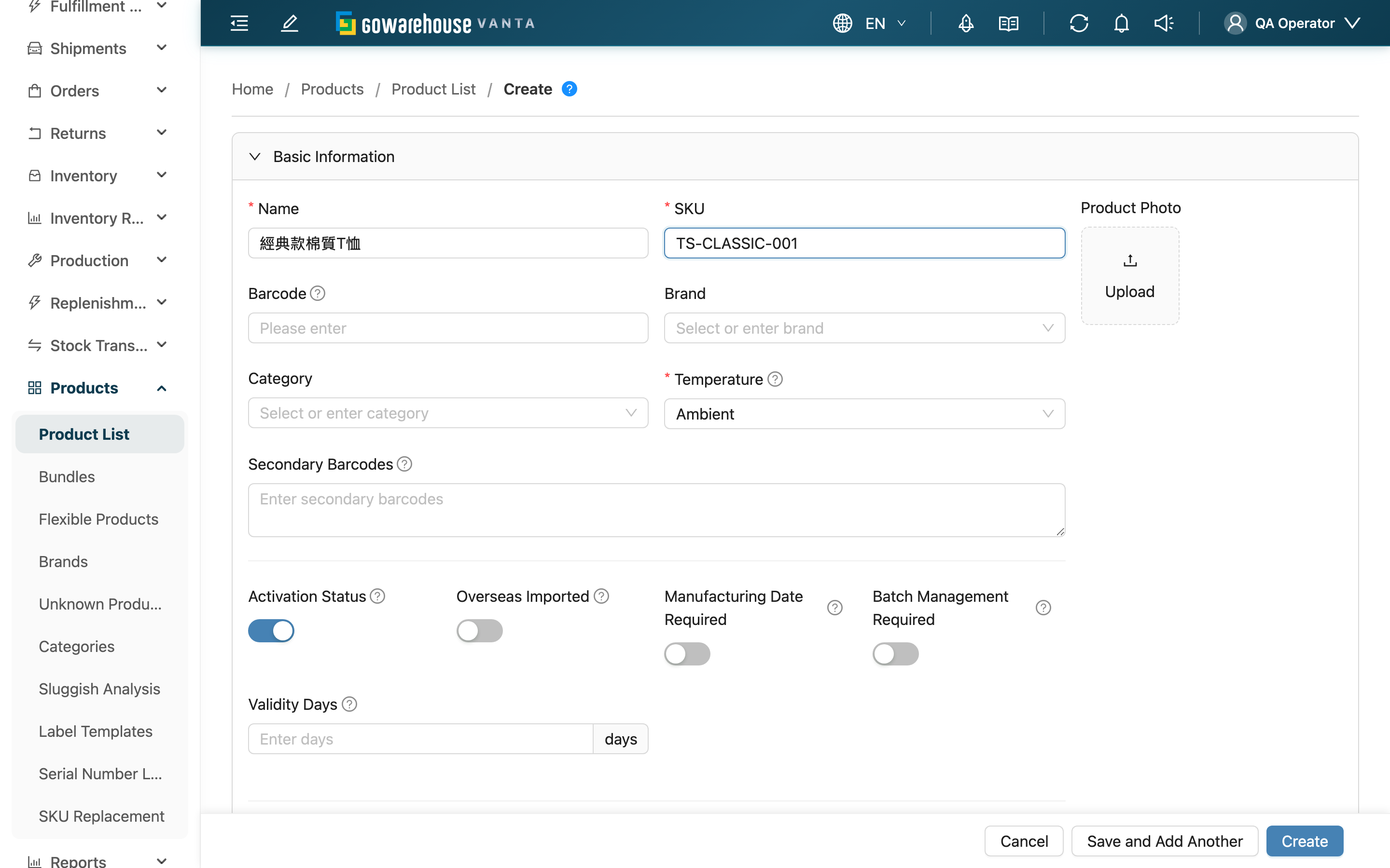 Add Product - Overview