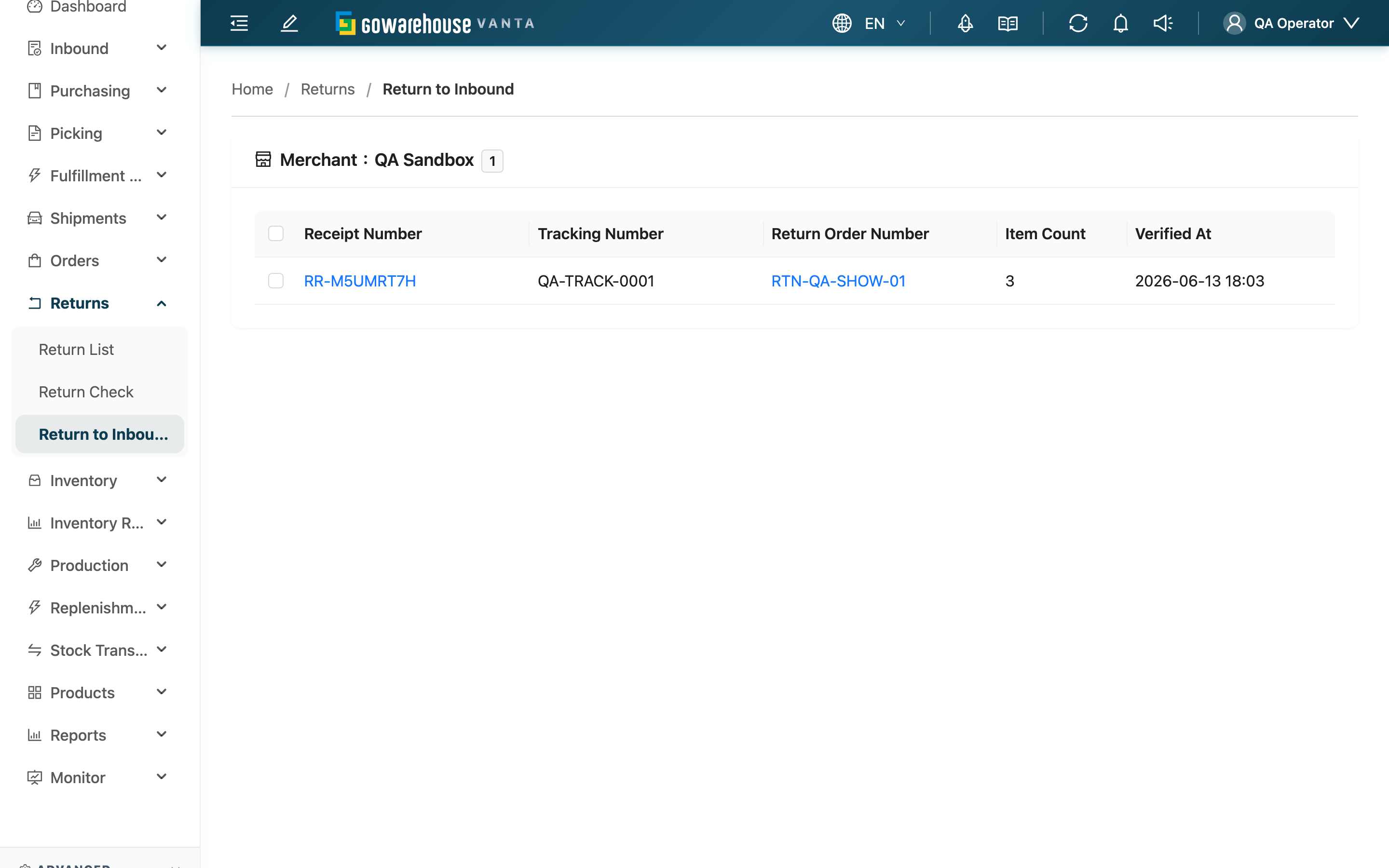 Return to Inbound - Page Overview