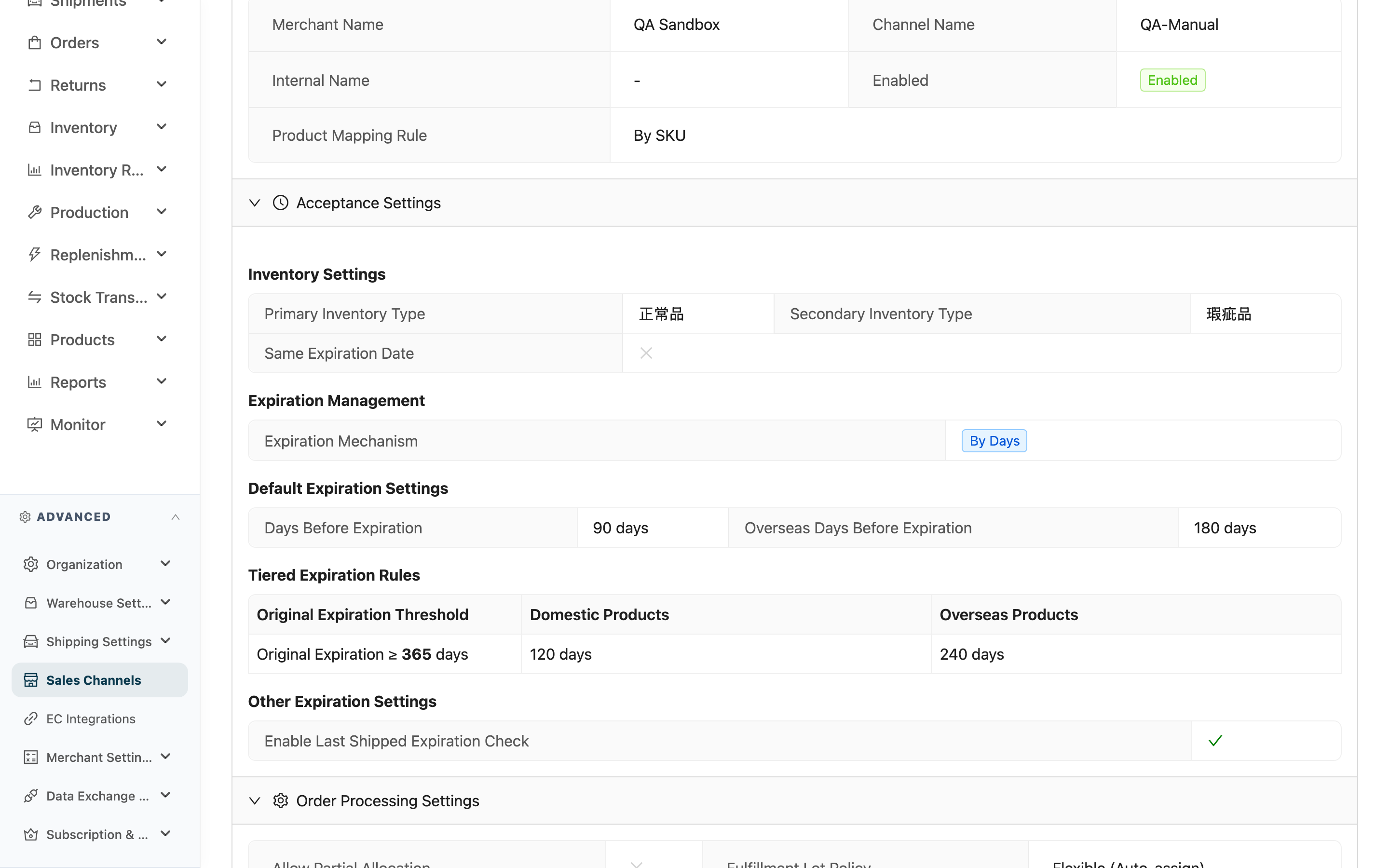 Sales Channels - Details