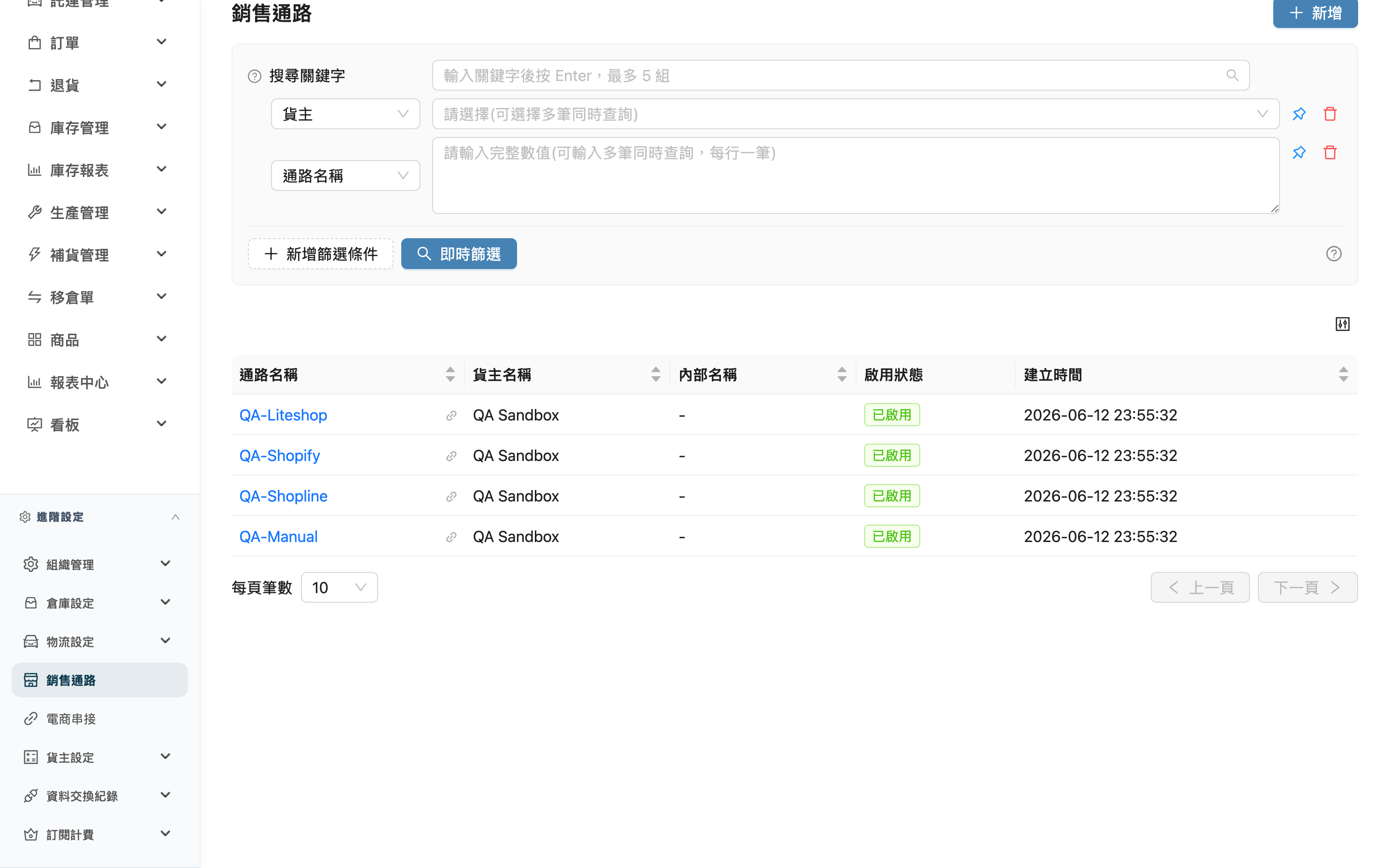 銷售通路 - 頁面總覽
